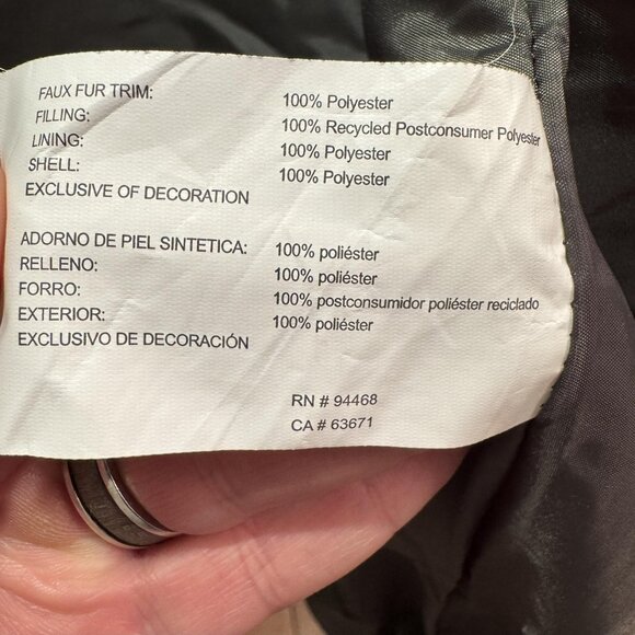 Nautica Jacket Womens Large Green Quilted Puffer Faux Fur Hood Water Resistant - Picture 14 of 14